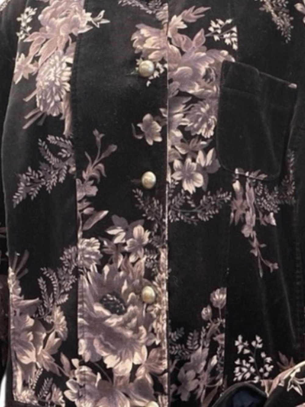 Vintage Floral Velvet Jacket L XL Dark Romantic Whimsygoth Boho - Picture 4 of 7